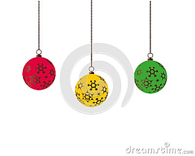 Colorful christmas balls. Set of isolated realistic decorations. Vector illustration Vector Illustration