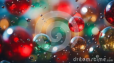 colorful christmas bubbles on a black background Stock Photo