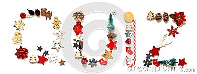 Colorful Christmas Decoration Letter Building Word Quiz Stock Photo