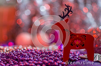 Colorful Christmas decorations with extreme shallow depth of field and colorful creamy bokeh. Stock Photo