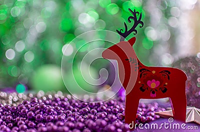 Colorful Christmas decorations with extreme shallow depth of field and colorful creamy bokeh. Stock Photo