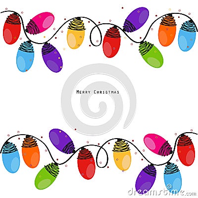 Colorful Christmas light bulb new year greeting card vector Vector Illustration