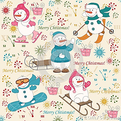 Colorful Christmas pattern seamless Vector Illustration