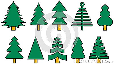 Colorful Christmas tree icons Vector Illustration