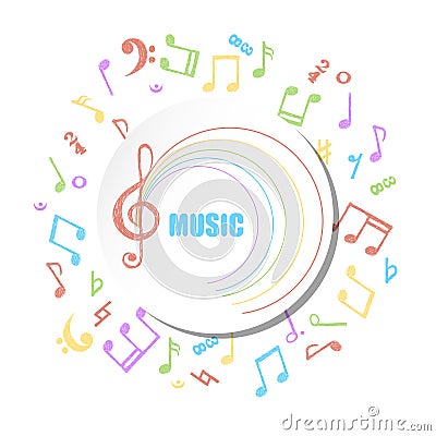 Colorful circle music background. Vector Illustration