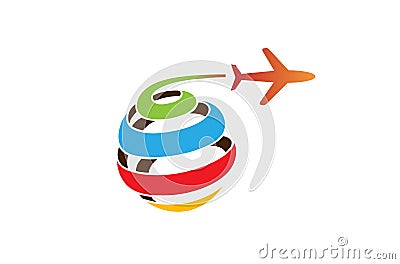 Colorful Circle Spiral Orange aircraft Creative Air Logo Vector Illustration