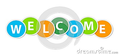 Colorful Circle Welcome Text Stock Photo