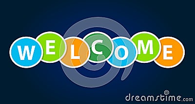 Colorful Circle Welcome Text Stock Photo