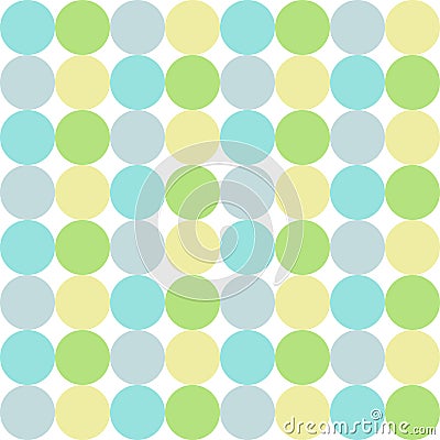 Colorful circles blue green gray yellow pastel seamless pattern Vector Illustration