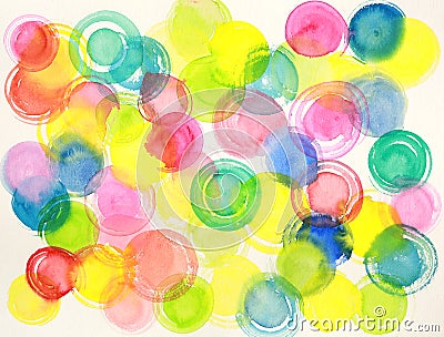 Abstract watercolor circles painting Stock Photo