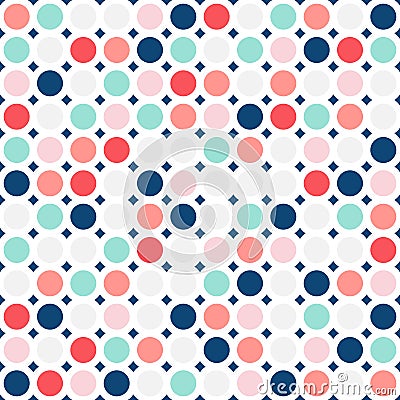 Colorful circles seamless pattern. Simple dots texture. Baby pattern. Vector Illustration