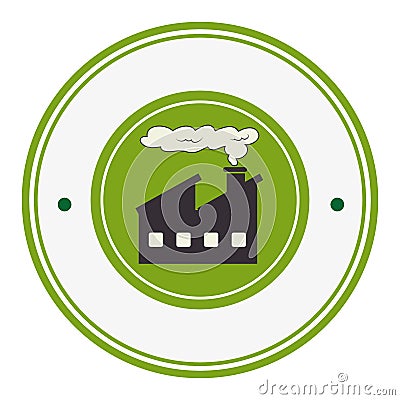 Colorful circular border with factory and smoke contamination Vector Illustration