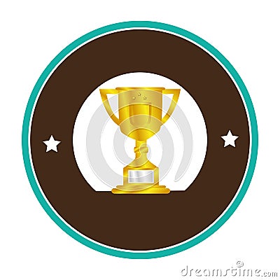 Colorful circular border with golden Trophy Cup with plate Vector Illustration