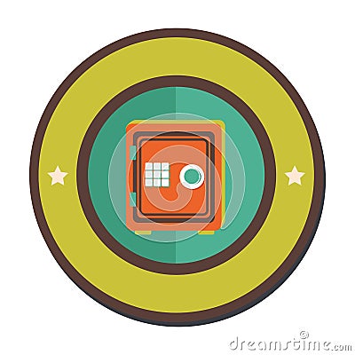 Colorful circular border with metal strong box Vector Illustration