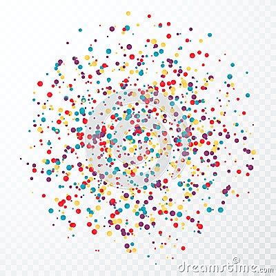 Colorful circular confetti splash. Vector illustration isolated on transparent background Vector Illustration