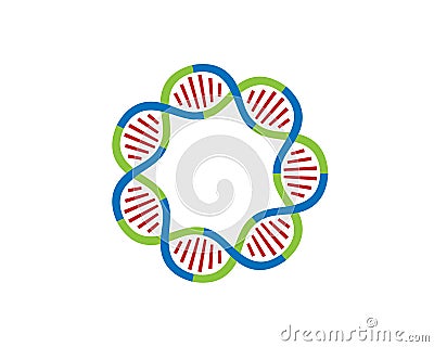 Colorful circular DNA strands Loop 7 parts Vector Illustration