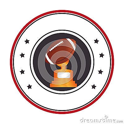 Colorful circular frame with football ball and Trophy Cup Vector Illustration