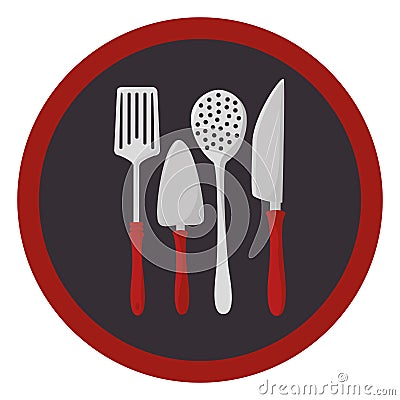 Colorful circular frame with utensils kitchen icon design Vector Illustration