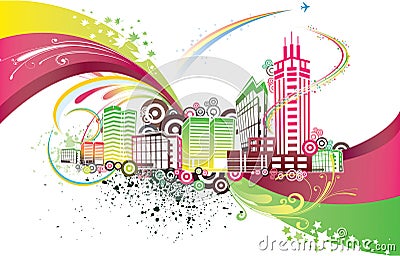 Colorful city Vector Illustration