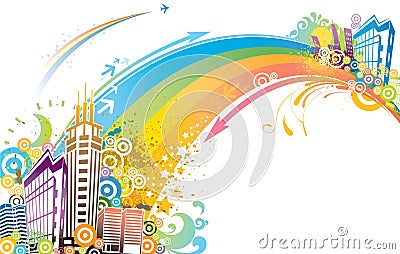 Colorful city Vector Illustration