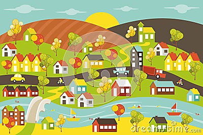 Colorful city Vector Illustration