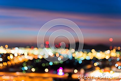 Colorful of city lights and illuminated bokeh, Blurred abstract Stock Photo