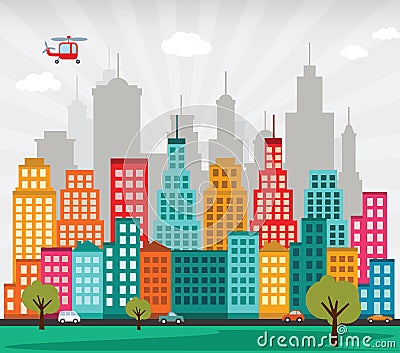 Colorful city Vector Illustration