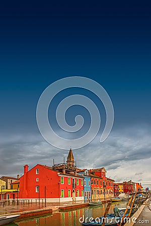 Colorful cityscape of Burano, an island nearby Venice, Italy Editorial Stock Photo