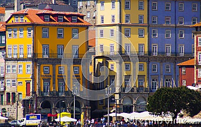 Colorful cityscape facades at the port of Porto Portugal Editorial Stock Photo