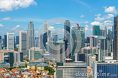 Colorful cityscape of Singapore from rooftop Editorial Stock Photo
