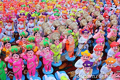 Colorful Clay Idols Stock Photo