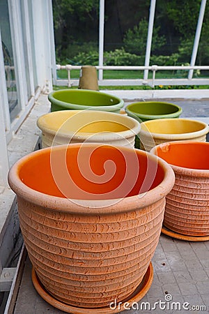 Colorful Clay Pots Stock Photo