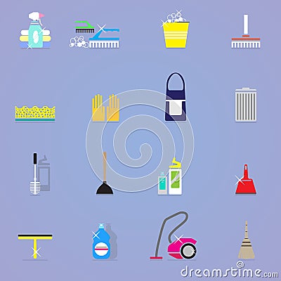 Colorful Cleaning Elements Collection Vector Illustration