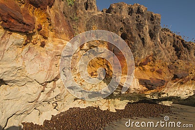 Colorful cliffs on the beach Stock Photo