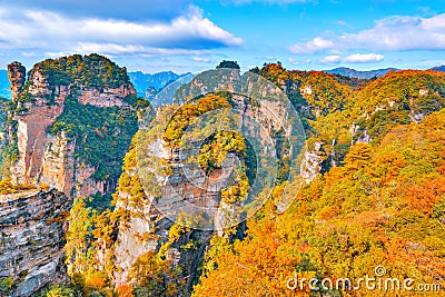Colorful cliffs in Zhangjiajie Forest Park. Stock Photo