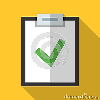 Colorful clipboard icon in modern flat style with long shadow. Vector Vector Illustration