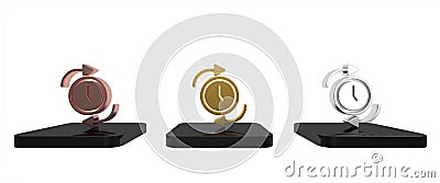 Colorful Clock with arrow icon isolated on white background. Time symbol. Clockwise rotation icon arrow and time Cartoon Illustration