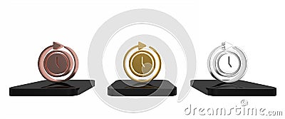 Colorful Clock with arrow icon isolated on white background. Time symbol. Clockwise rotation icon arrow and time Cartoon Illustration