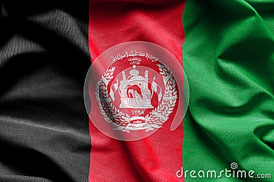 Colorful, closeup, wavy flag of Afghanistan Stock Photo