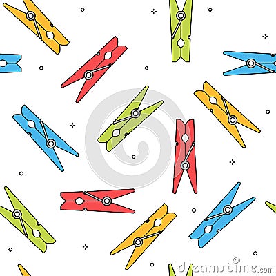 Colorful clothes peg seamless pattern Vector Illustration