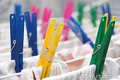Colorful clothespins Stock Photo