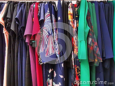 Colorful clothing for women, dresses Stock Photo