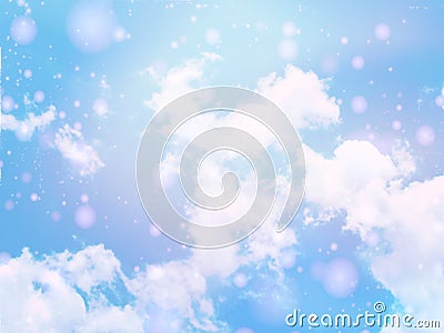 white and blue Cloud background sky with flare white lucent lights blurry Stock Photo