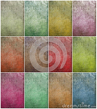 Colorful cloudy grunge wall set Stock Photo