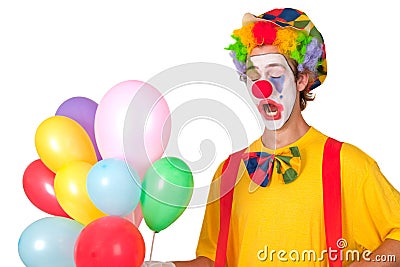Colorful clown with balloons Stock Photo