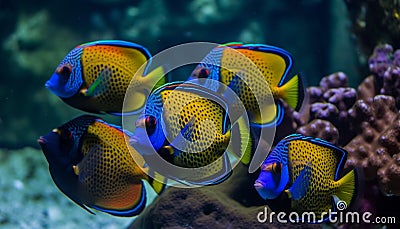 Colorful clown fish school on vibrant coral reef generated by AI Stock Photo