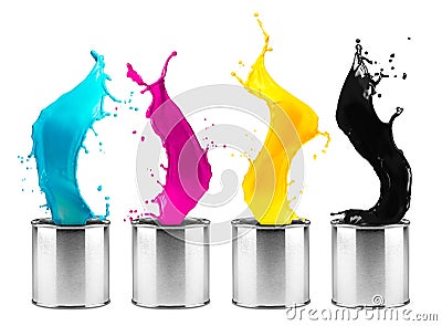 Colorful CMYK color dose splash row Stock Photo