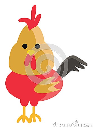Clipart of a colorful cock with his freed comb on the top vector color drawing or illustration Vector Illustration