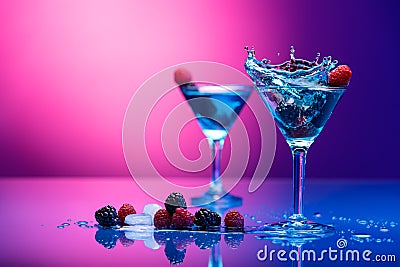 Colorful cocktails garnished with berries Stock Photo