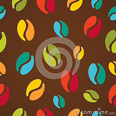 Colorful coffee beans seamless pattern illustration Vector Illustration